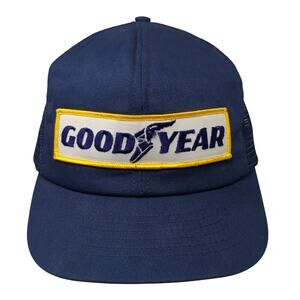 Goodyear Patch Snapback Mesh Back Trucker Hat Blue One Size Adjustable